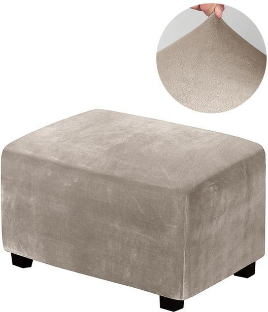 YZFZP Fußhocker-Bezug aus Samt in Beige, elastischer und rutschfester Möbelschutz für Hocker, XL Größe - Bild 1