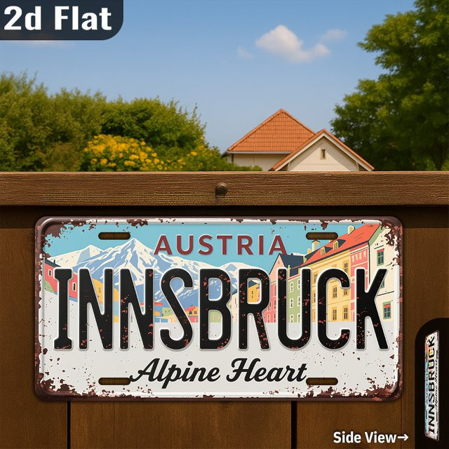 Vintage Metall-Aluminium-Schild Innsbruck City Wandkunst von CIFBUY, Mehrfarbig, Breite: 30,48 cm - Bild 1