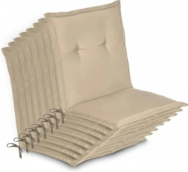 Beautissu 8er Set Auflagen für Niedriglehner Gartenstühle Loft Natur Beige B/T/H: 100 x 50 x 6 cm - Bild 1