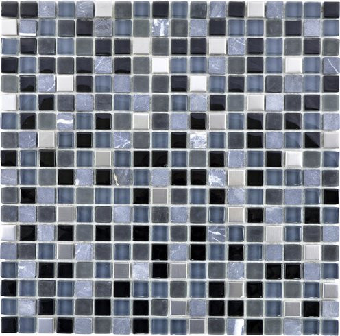HuH Mosaik Mosaikfliese Dream Wandbelag aus Glas in Schwarz und Anthrazit, BxL: 30 x 30 cm - Bild 1