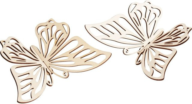 VBS Holz-Steckmotiv Fliegende Schmetterlinge in Beige, 2 Stück aus Sperrholz - Bild 1