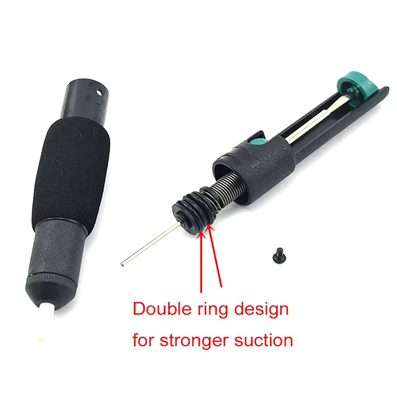 MX DP-366D Dual-Ring Lötsauger in Schwarz mit zwei Düsen und rutschfestem Griff - Bild 3