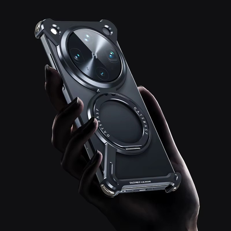 Eary Metall-Handyhülle für Oppo Find X8 Ultra mit 360 Grad rotierendem Magnetring-Ständer und Stoßfänger-Schutz in Schwarz - Bild 6