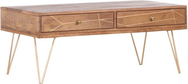 Couchtisch GOLDEN FLAIR LOFT aus Mango Holz in Gold und Braun, B/T/H: 76,7 x 60,0 x 48,0 cm - Bild 1