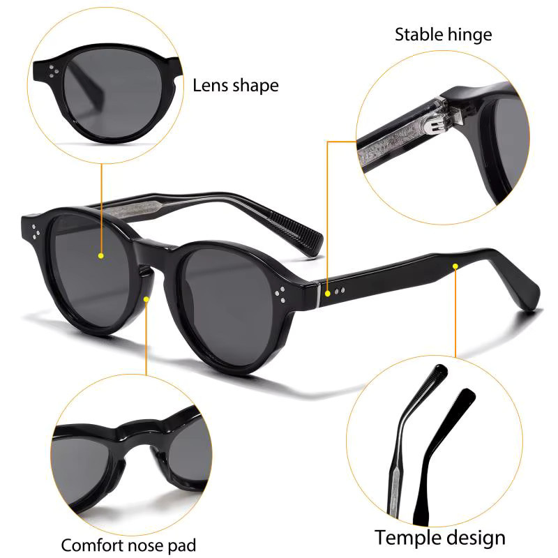 HBK Sonnenbrille, rund, Vollrand, Unisex, schwarz - Bild 3