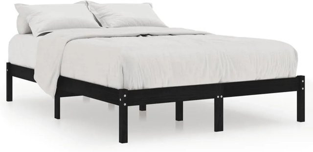 vidaXL Massivholzbett aus Kiefer in Schwarz, B/T: 140 x 190 cm - Bild 1