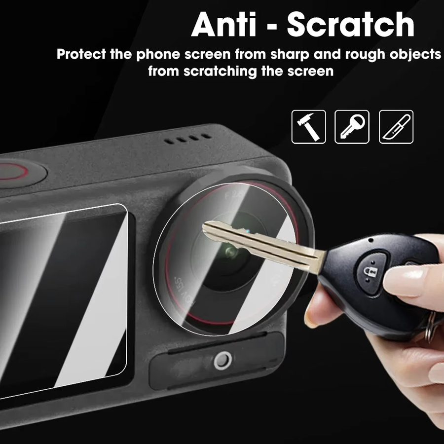 DJI Osmo Action 4 Displayschutzfolien Set aus gehärtetem Glas für Vorderseite, Rückseite und Objektiv, transparent - Bild 6