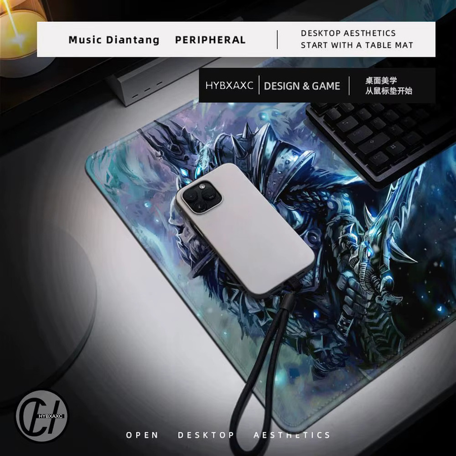 HYBXAXC World of Warcraft Lich King Gaming Mauspad XXL, Schwarz - Bild 2