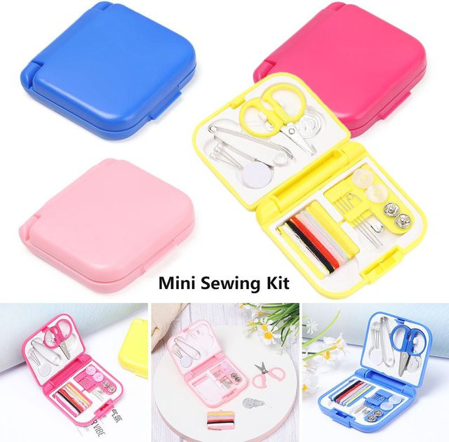 Tragbares Mini-Nähset mit Nadeln und Fäden als DIY-Nähzubehör in Pink und Multicolour - Bild 1