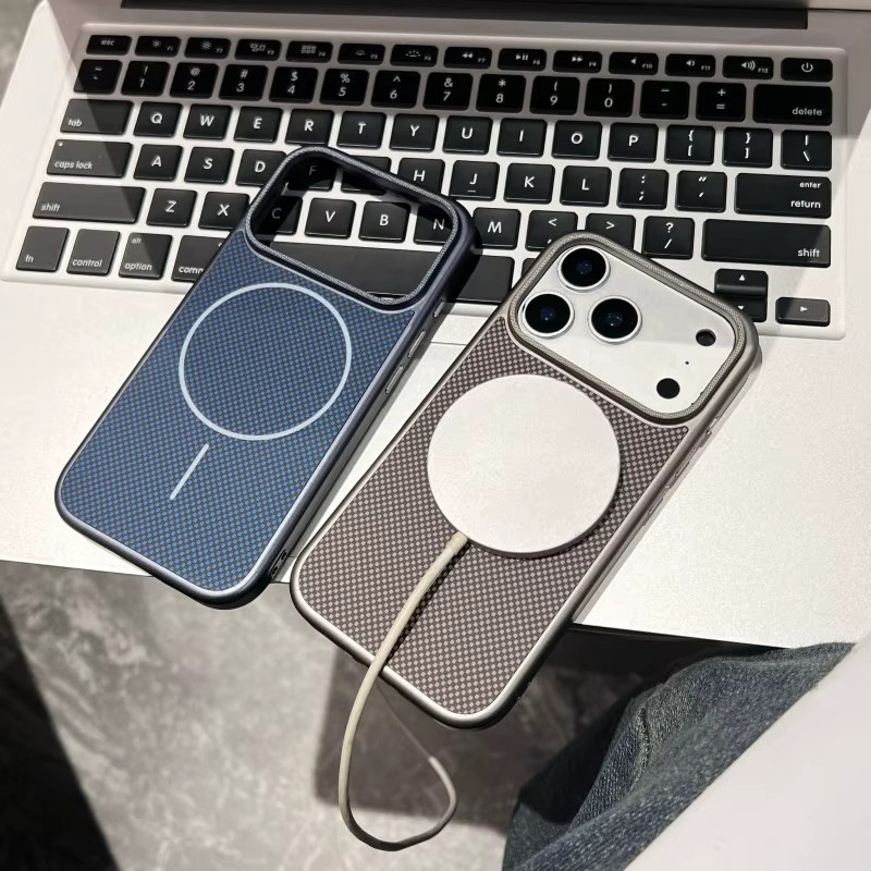 Stoßfeste MagSafe Schutzhülle mit Business-Gittermuster für Apple iPhone 17 16 15 14 13 Pro Max kompatibel mit kabellosem Laden - Bild 2