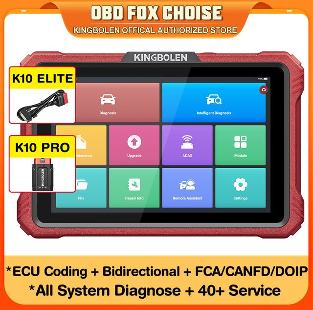 KINGBOLEN K10 PRO ELITE OBD2-Scanner mit ECU-Codierung, CANFD FCA und allen Systemdiagnosetools für über 40 Servicefunktionen sowie aktive Tests - Bild 1