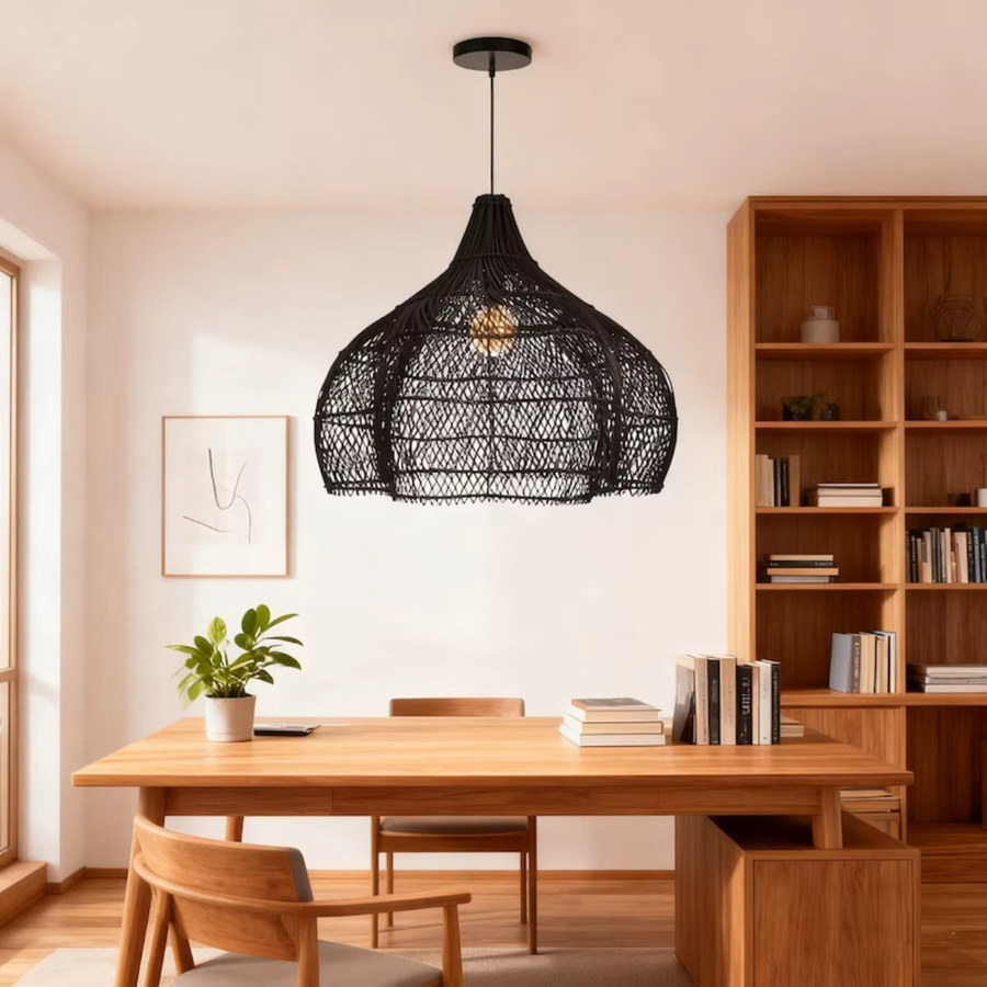 JOYINLED Moderne japanische Pendelleuchte aus handgemachtem Rattan-Korbgeflecht - Bild 2
