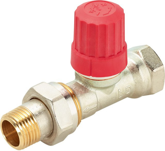 Danfoss Thermostatventil-Unterteil RA-N Durchgang aus Messing in Rot, einstellbar, Rp 1/2 (18,6 mm) - Bild 1
