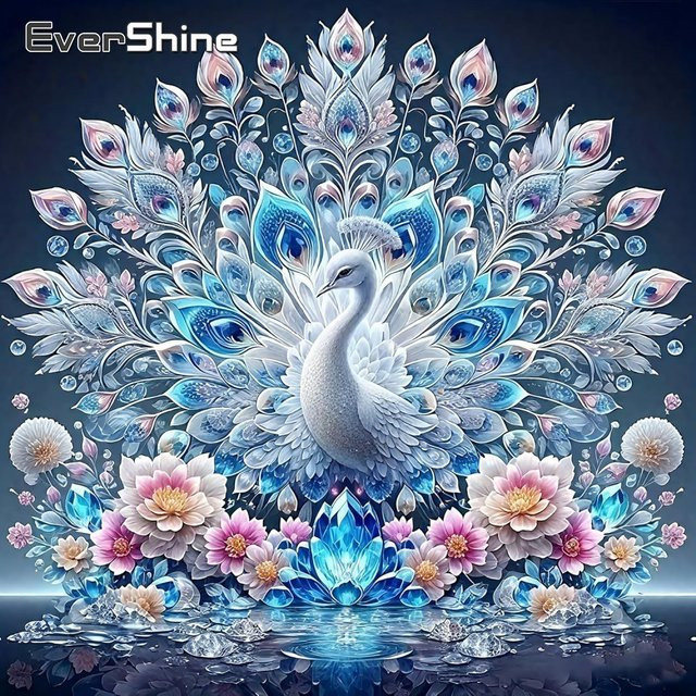 EverShine DIY Diamond Painting Set Pfau Mosaik mit runden Steinen in Multicolour, B/H: 20 x 20 cm - Bild 1