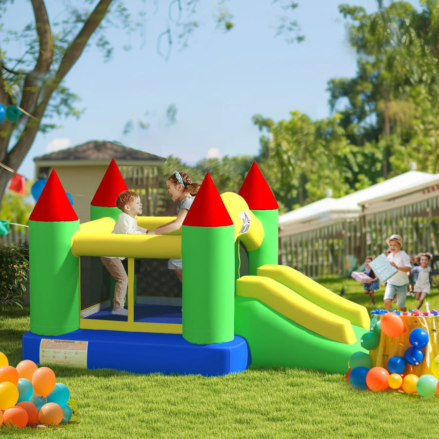HOMCOM Hüpfburg aufblasbar, mit Gebläse, Rutsche, Trampolin, Sicherheitsnetz, 3-10 Jahre - Bild 2