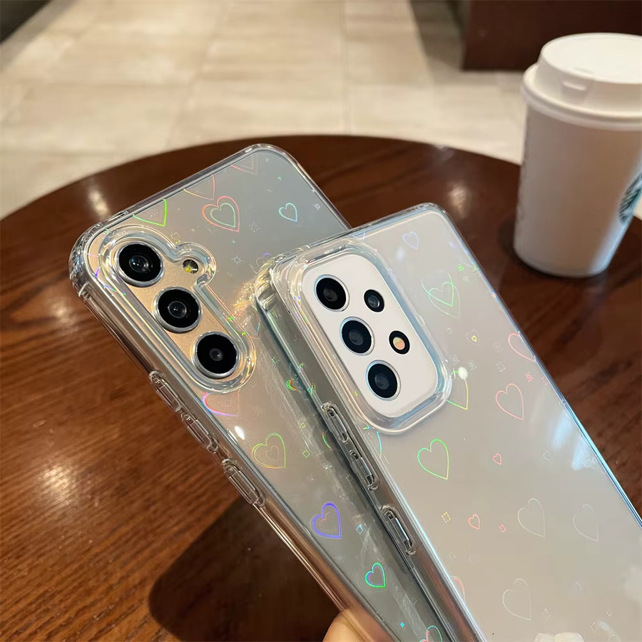 NUCWIN Transparente Handyhülle mit Laser Gradient Herzdesign für Samsung Galaxy S26 Ultra, S25, S24 Ultra, S23 FE, S22 Plus, S26+, A55, A35 und S25FE - Bild 2
