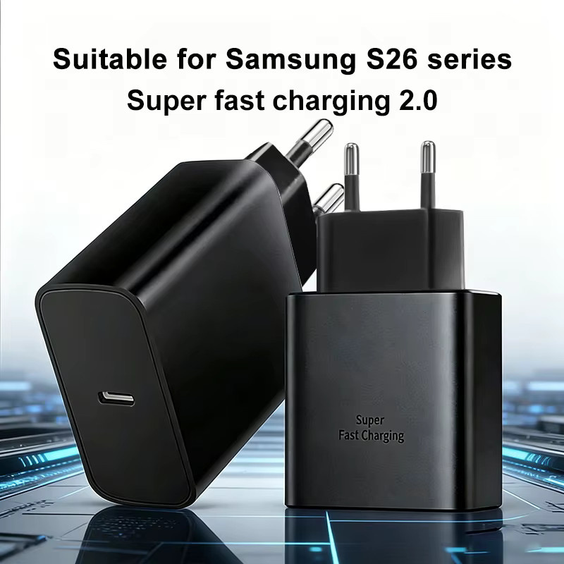 Samsung 60W PD Ladegerät mit USB-C Typ-C Kabel in Schwarz für Galaxy S26 Ultra S25FE S24 S23 S22 S21 A56 A57 M55s und Tab S11 Ultra S10 FE+ mit EU-Stecker - Bild 2