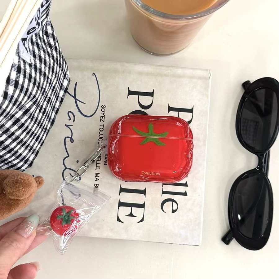 Schutzhülle im Tomaten-Design für Apple AirPods 2/3/4, rote TPU Abdeckung für Bluetooth Kopfhörer - Bild 4