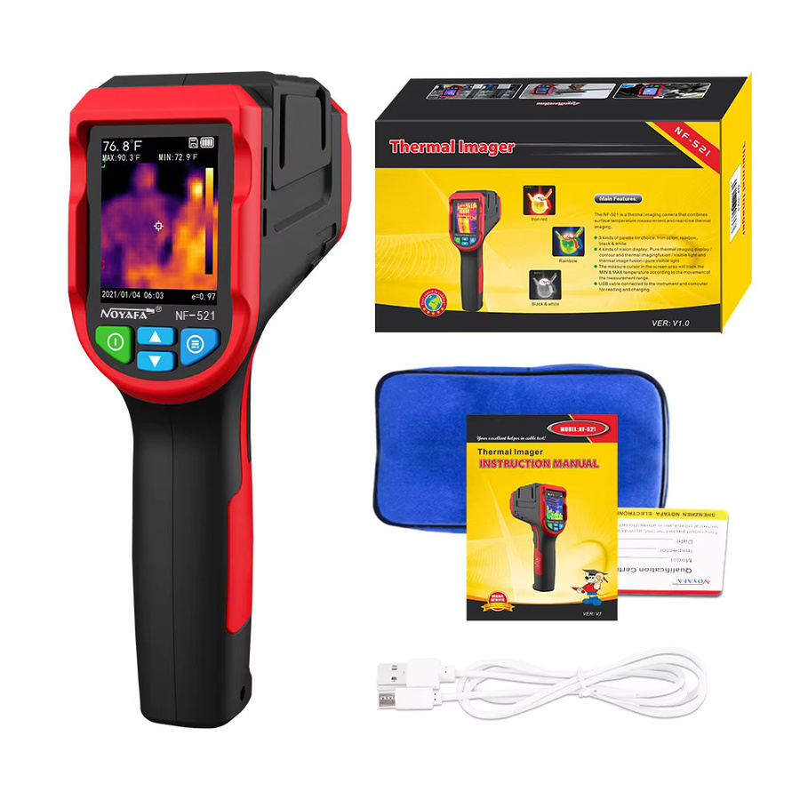 Noyafa NF 521 Hand-Infrarot-Wärmebildkamera mit 1024 Pixel-Sensor und 340 x 240 Auflösung als Thermometer und Detektor für Fußbodenheizungen in Rot - Bild 7