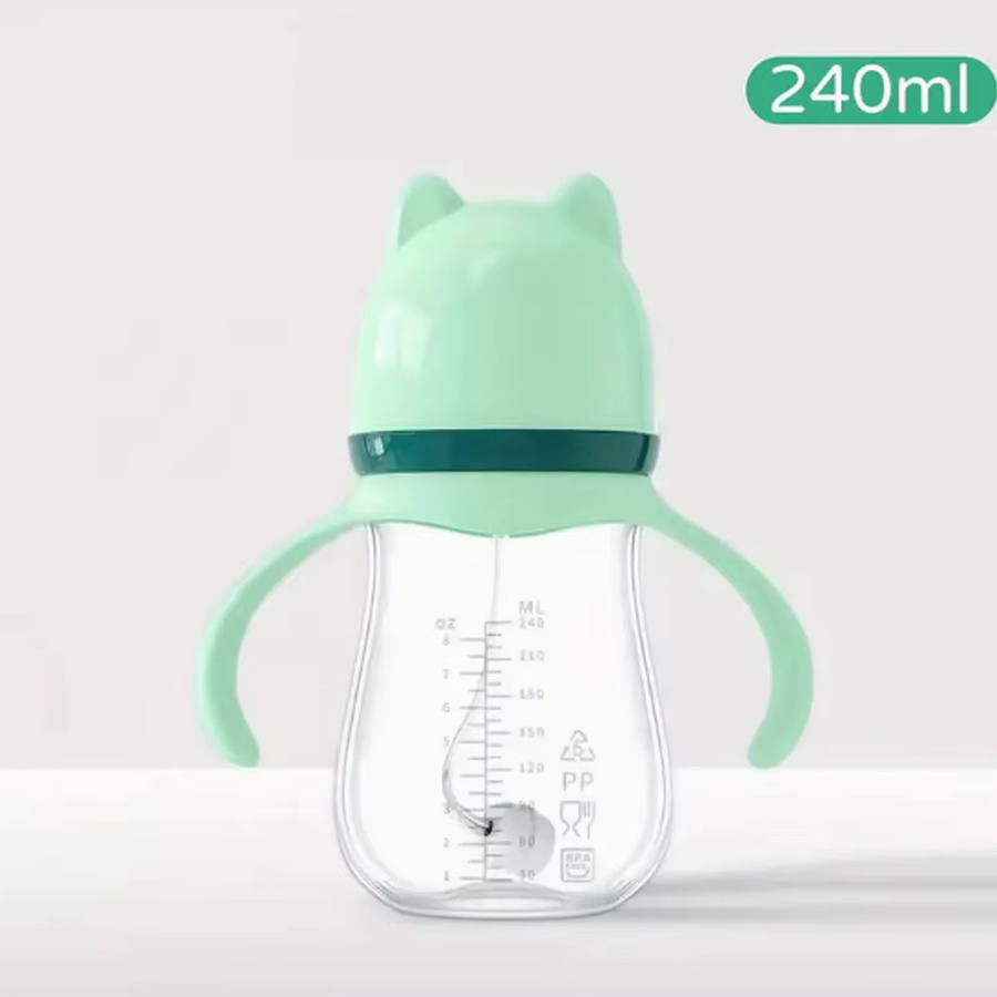 SLAIXIU Baby Trinklernbecher mit Griff, Weithals Babyflasche aus Polypropylen, BPA-frei, Pink, 240 ml - Bild 2