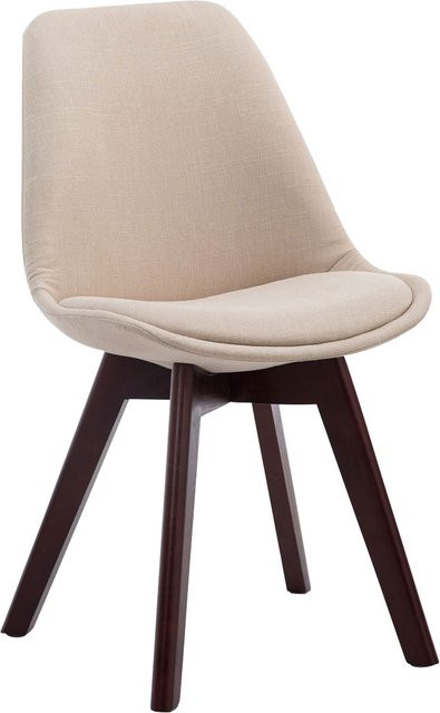 TPFLiving Besucherstuhl Bornova Two mit Stoffbezug und Walnuss-Holzgestell in Beige, B/T/H: 55 x 55 x 84 cm - Bild 1