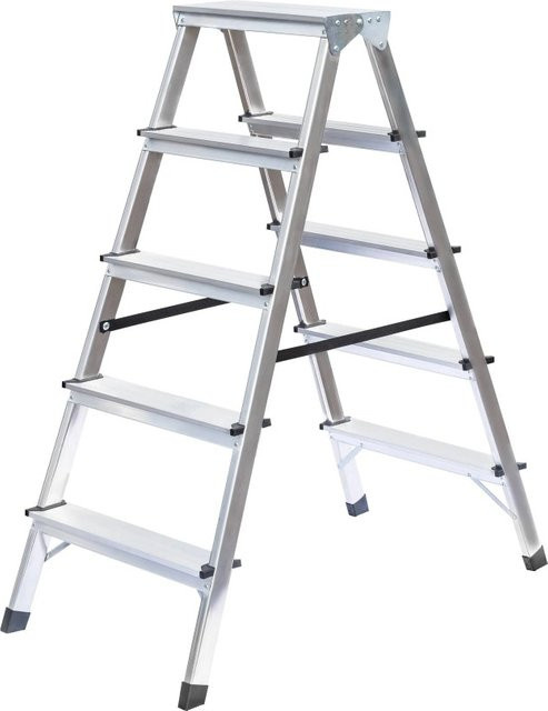 PROREGAL Haushaltsleiter beidseitig begehbar mit 2 x 5 Stufen in Silber - Bild 1
