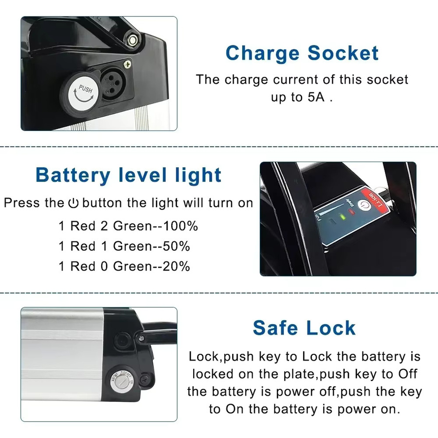 Bafang Silver Fish Li-Ion Akkupack mit 2A Ladegerät für 250W-1000W Motoren, erhältlich in 24V/36V/48V und 11Ah/15Ah/17Ah/20Ah - Bild 5