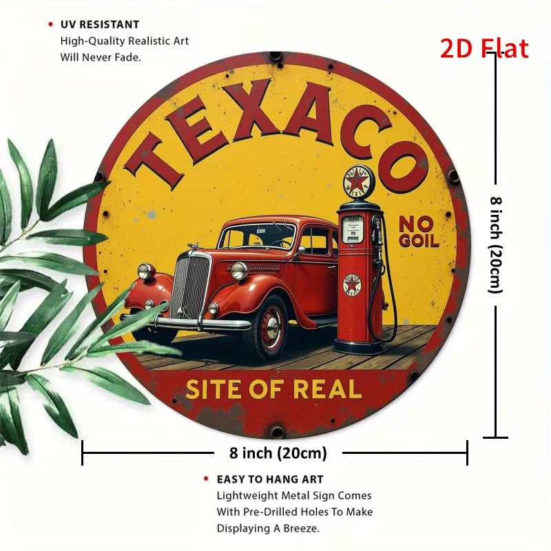 Potdemiel Texaco Vintage Tankstelle Schild aus Metall, Mehrfarbig, B/H: 20,0 x 20,0 cm - Bild 2