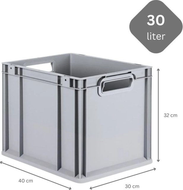 PROREGAL SuperSparSet 4x Eurobox NextGen Grip mit Auflagedeckel und schwarzen Schiebeschnappverschlüssen, Grau, H x B x T: 32 x 30 x 40 cm - Bild 1