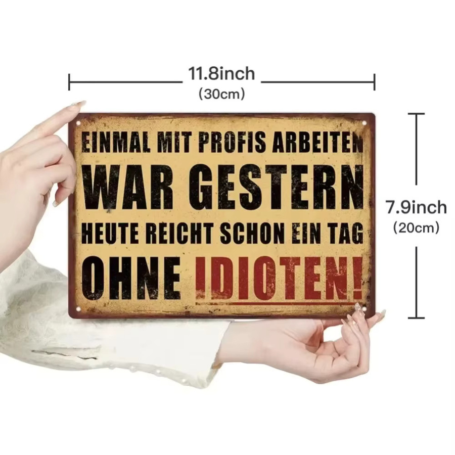 Putuo Decor Dekorative Metall-Hängeschilder im Vintage-Stil mit Spruch Einmal Mit Profis Gearbeitet War Gestern, Rechteckig, Breite: 30,0 cm, Höhe: 20,0 cm - Bild 2