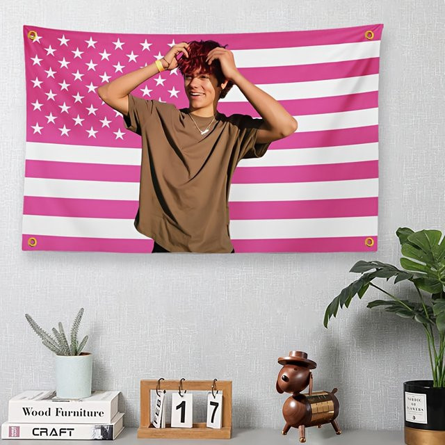 VIKAMA Retro Dekorationstapete Pink, personalisiertes Hängetuch mit Streifenmuster, B/H: 40 x 60 cm - Bild 1