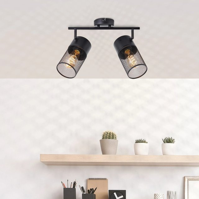 Brilliant Kamolo Spotrondell Wand-Leuchte 2-flammig Schwarz matt Metall E27 - Bild 1
