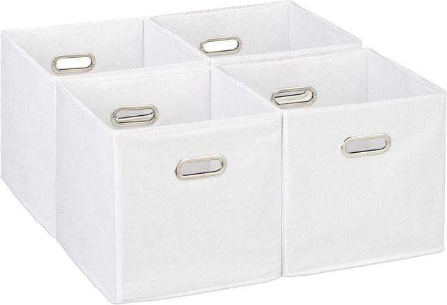 Relaxdays Aufbewahrungsbox 4er Set aus Stoff in Weiß, faltbar, B/T/H: 30 x 30 x 30 cm - Bild 1