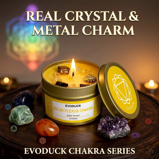 EVODUCK Tischdeko Solarplexus Chakra Kerze aus Metall in Gelb - Bild 1