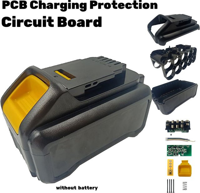DeWalt Ersatzgehäuse für DCB200 Li-Ion Akku 18V 20V mit PCB-Ladeschutz-Platine aus Kunststoff - Bild 1