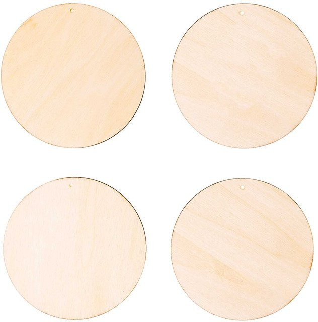 Rico Design Holzdekoanhänger-Set Kreis in Beige mit Durchmesser: 7,5 cm - Bild 1