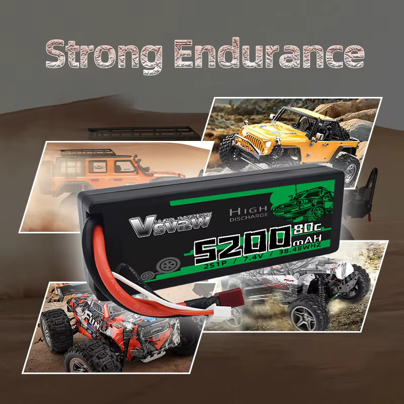 VSVAW 2S Lipo Batterie, 2-teiliges Set, 7,4 V 80C 5200mAh Hardcase T Stecker - Bild 2