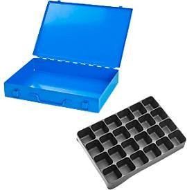Sortimentskoffer ADB leer mit 24-facher Einteilung aus Stahl und ABS-Kunststoff, abschließbar, Farbe: Lichtblau, B: 33,0 cm, T: 23,0 cm, H: 5,0 cm - Bild 1