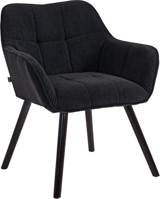 DELUKE Esszimmerstuhl DUNOR in Schwarz mit Cord-Bezug und Holzgestell, B/T/H: 65 x 64 x 82 cm - Bild 1
