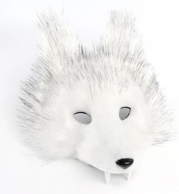 YIRAN Wolfszahn Maske 3D Set, Cosplay Zubehör, Plüschtier Tier Schwanz, Set - Bild 1