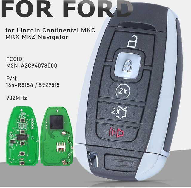 KEYECU M3N-A2C94078000 Funkschlüssel 902 MHz 5B Keyless Fob in Schwarz für Lincoln Continental MKC MKX MKZ Navigator - Bild 1