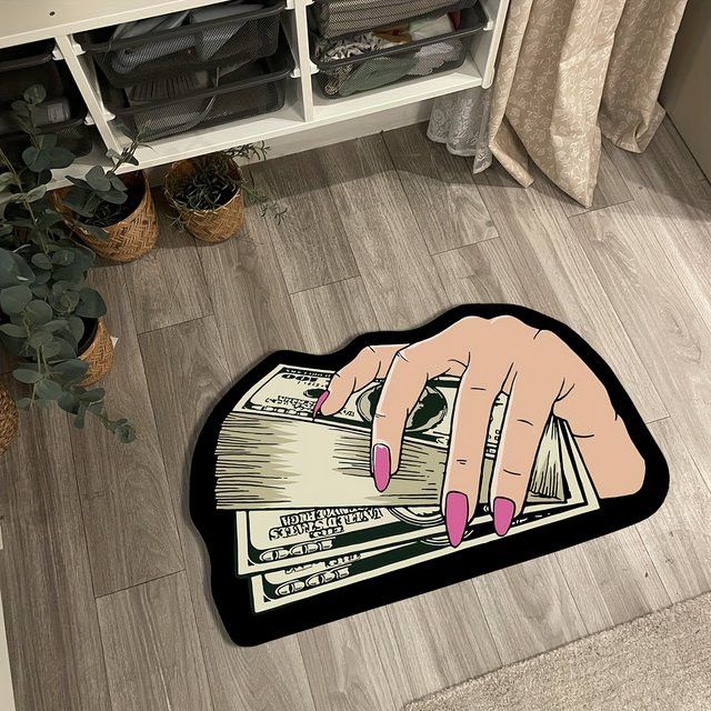 VIKAMA Kreativer Dollar-Druckteppich für Wohnzimmer und Schlafzimmer als dekorative Bodenmatte - Bild 1