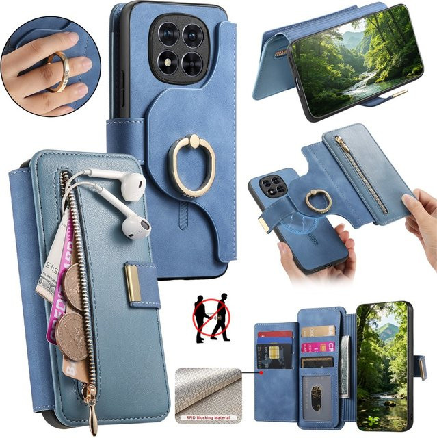 Xiaomi 2-in-1 Abnehmbare Leder-Reißverschluss-Brieftaschenhülle für Redmi Note 15 Pro Plus 5G, Redmi Note 15 Pro 4G und Note 15 Pro+ in Blau und Lila - Bild 1