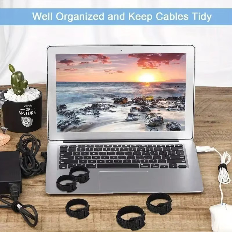 Wiederverwendbare und verstellbare Kabelbinder als Kabel-Organizer und Kabelmanagement in Schwarz - Bild 4