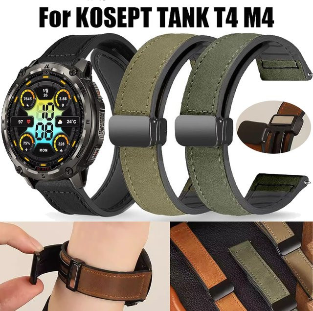 KOSPET Uhrenarmband, Silikon und Leder, 22 mm, Unisex - Bild 1