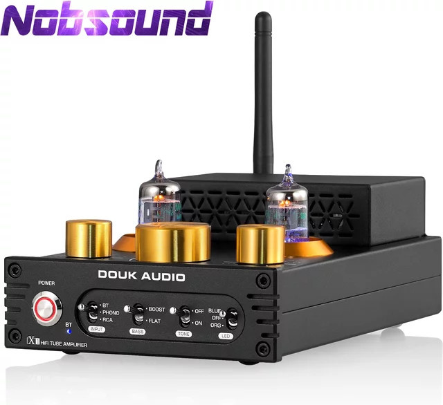 Nob sound HiFi GE5654 Vakuumröhren-Stereoverstärker mit Bluetooth 5.0 und Phono-Eingang für Plattenspieler, 160W, Schwarz - Bild 1