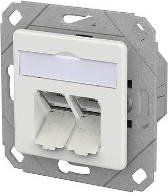 Metz Connect E-DAT C6A LSA++ Ethernet LAN Dose, 2 Port, UPk, verkehrsweiß - Bild 1