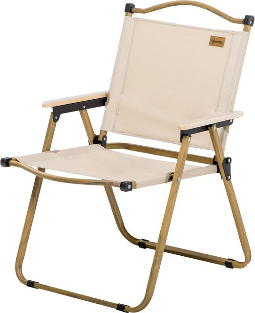 Outsunny Campingstuhl faltbarer Anglerstuhl mit Armlehnen aus Oxford-Gewebe und Stahlkonstruktion, Farbe: Beige, B/T/H: 54 x 59 x 78 cm - Bild 1