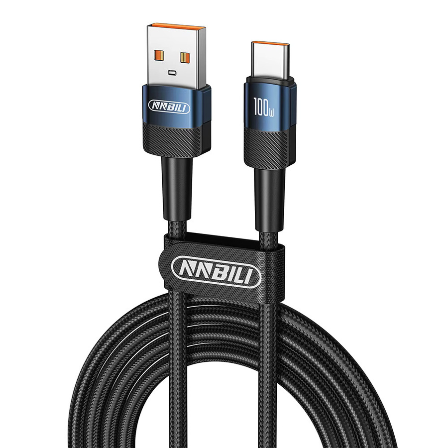 NNBILI 2er-Set USB-C Schnellladekabel mit 100 W PD, Typ-C auf Typ-C und USB-A auf Typ-C, in Schwarz und Blau - Bild 7