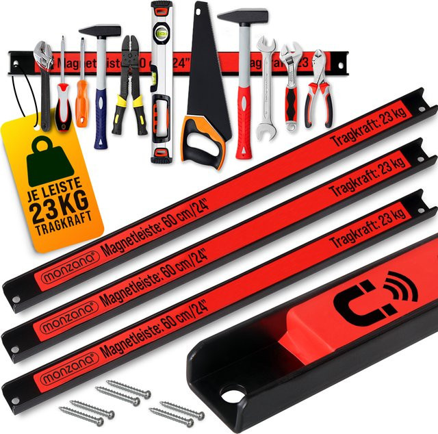 Deuba Magnetleiste 3er-Set in Rot, Schwarz und Multicolour, Breite: 60 cm - Bild 1